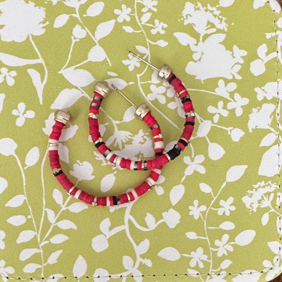 Kendra Scott Jewelry - Kendra Scott Red and Black Beaded Hoop Earrings